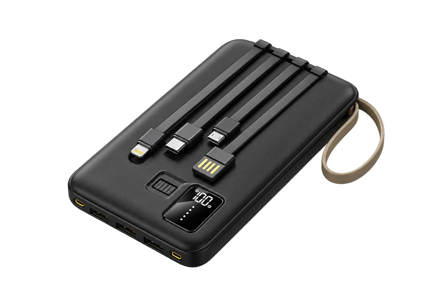YM-521 Zhuoyue Rectangular20000mAh Side Vertical Screen4-in-1 Cables(Lanyard)