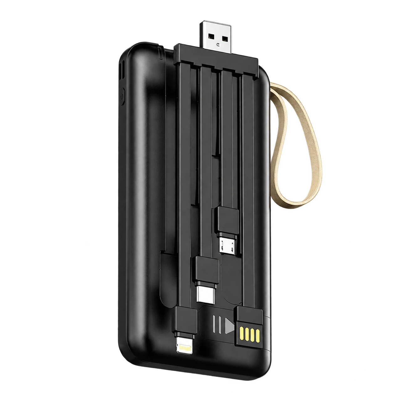 YM-522 Zhuoyue Rectangular20000mAh Vertical Screen4-in-1 Cables(Leather Lanyard)