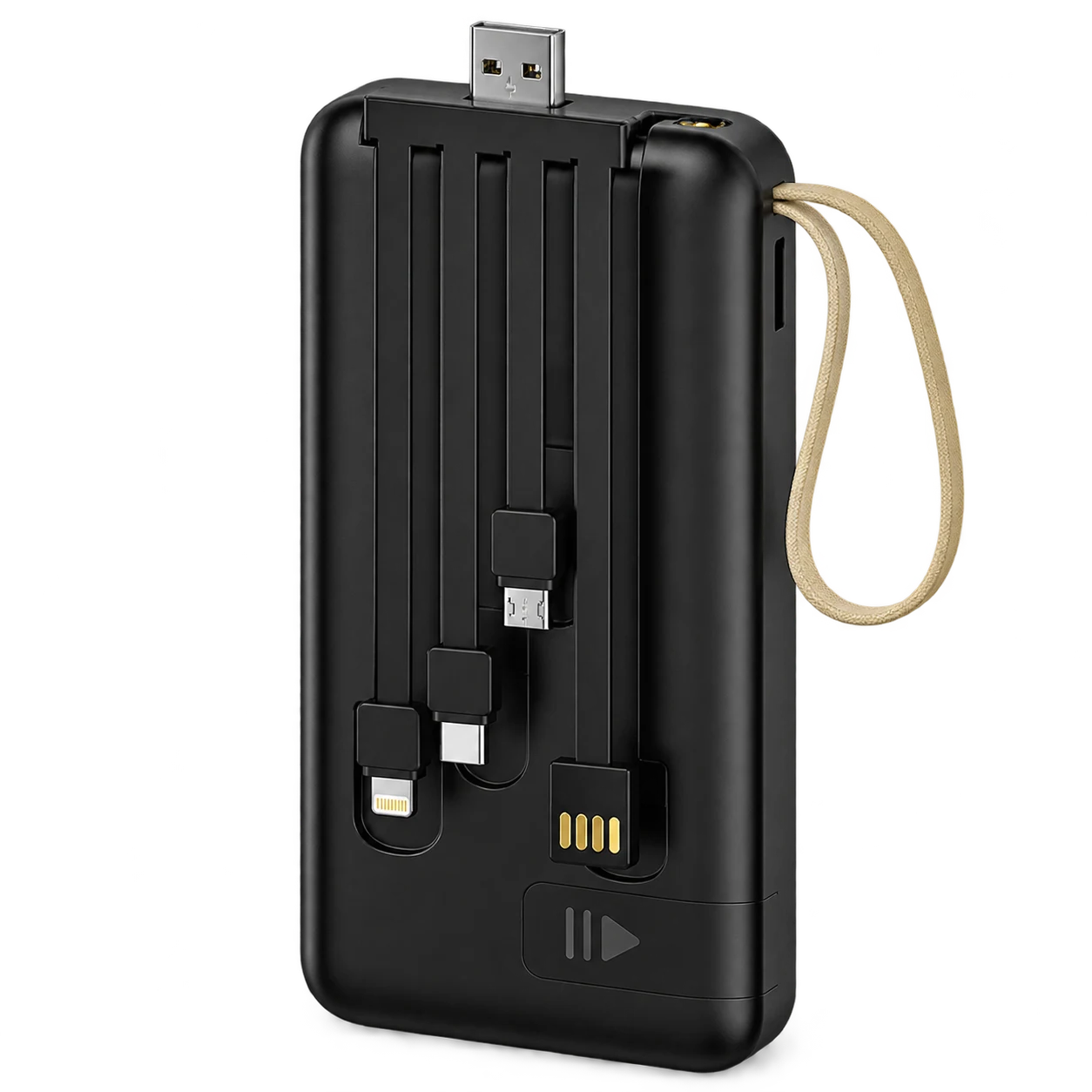 YM-524 Zhuoyue Rectangular20000mAh Suction Cup4-in-1 Cables(Leather Lanyard)